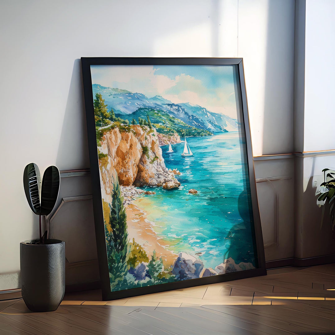 Lefkada Watercolor Poster Wall Art Lefkada Wall Hanging Home Décor Lefkada Gift Art Lovers Greece Wall Art