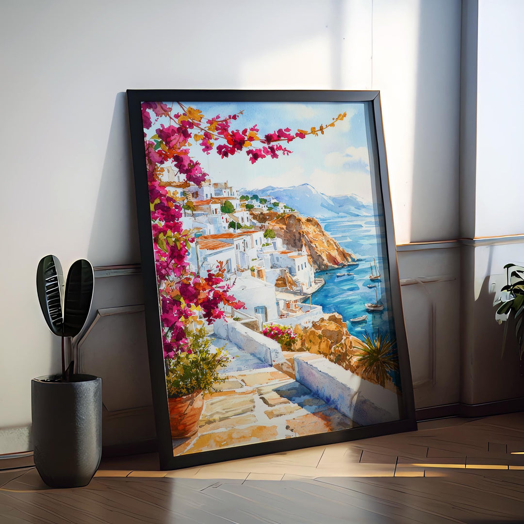 Milos Watercolor Poster Wall Art Milos Wall Hanging Home Décor Milos Gift Art Lovers Greece Wall Art