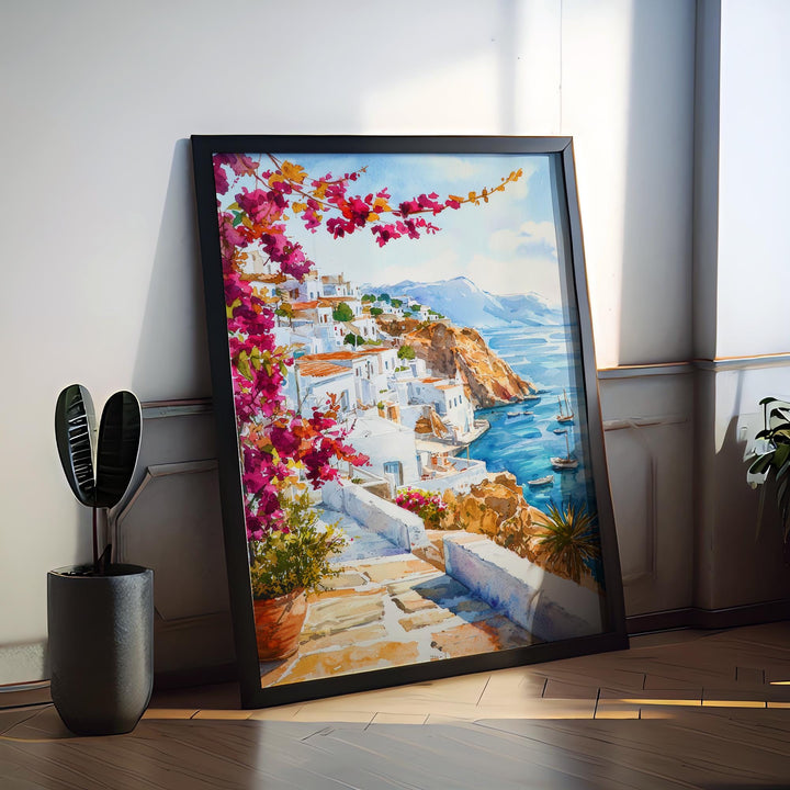 Milos Watercolor Poster Wall Art Milos Wall Hanging Home Décor Milos Gift Art Lovers Greece Wall Art