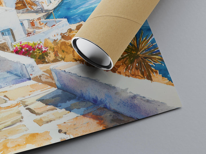 Milos Watercolor Poster Wall Art Milos Wall Hanging Home Décor Milos Gift Art Lovers Greece Wall Art