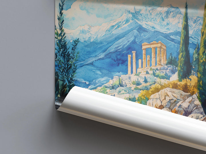 Mount Olympus Watercolor Poster Wall Art Mount Olympus Wall Hanging Home Décor Mount Olympus Gift Art Lovers Greece Wall Art