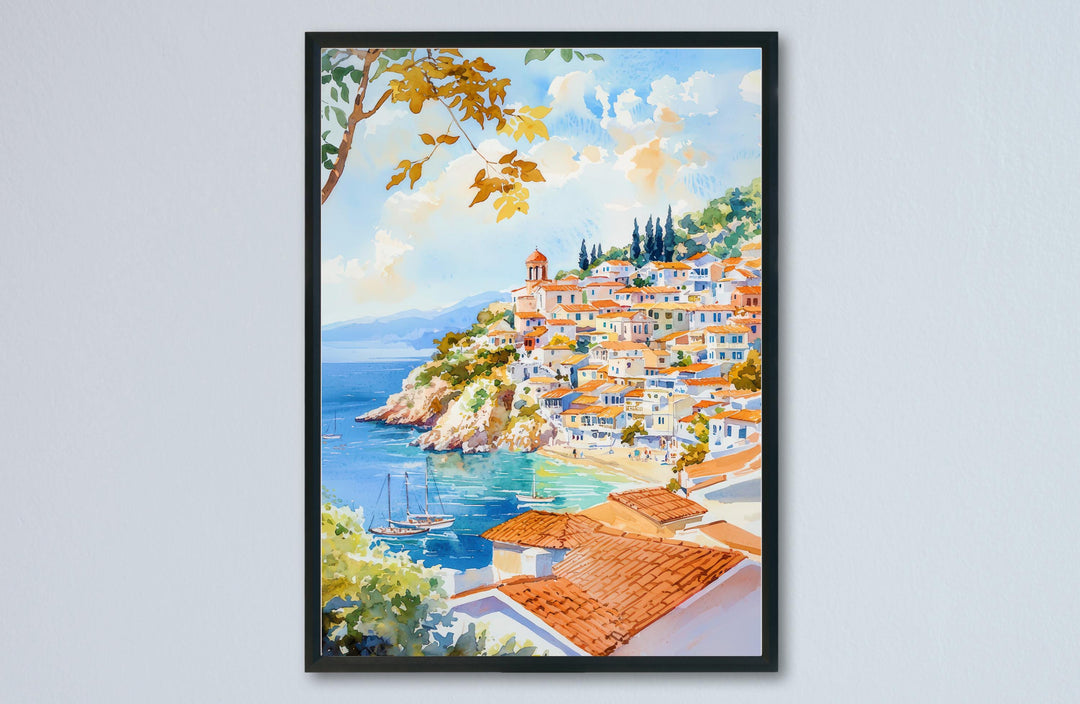 Parga Watercolor Poster Wall Art Parga Wall Hanging Home Décor Parga Gift Art Lovers Greece Wall Art