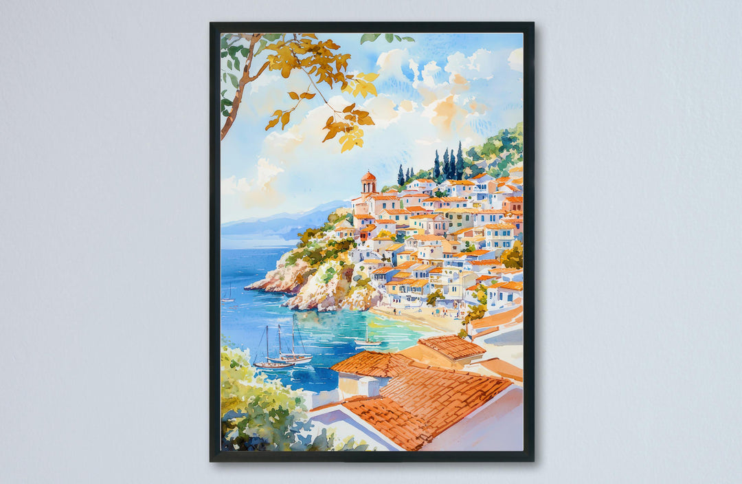 Parga Watercolor Poster Wall Art Parga Wall Hanging Home Décor Parga Gift Art Lovers Greece Wall Art