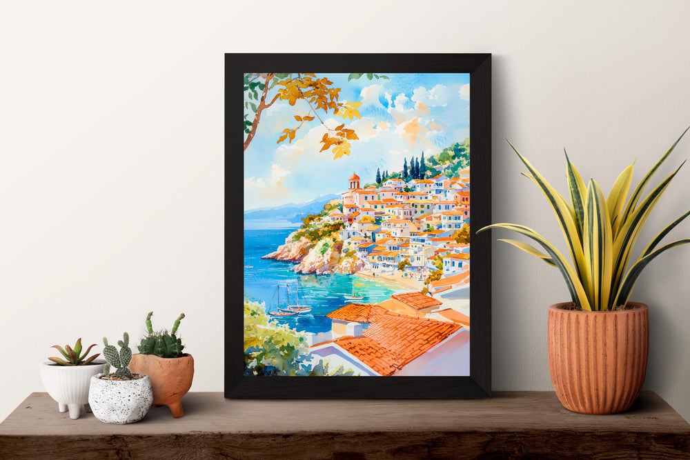 Parga Watercolor Poster Wall Art Parga Wall Hanging Home Décor Parga Gift Art Lovers Greece Wall Art