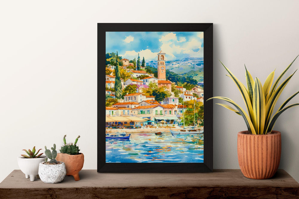 Poros Watercolor Poster Wall Art Poros Wall Hanging Home Décor Poros Gift Art Lovers Greece Wall Art