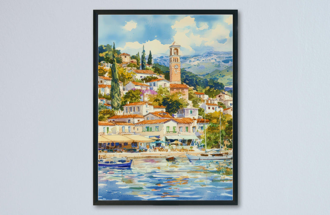 Poros Watercolor Poster Wall Art Poros Wall Hanging Home Décor Poros Gift Art Lovers Greece Wall Art