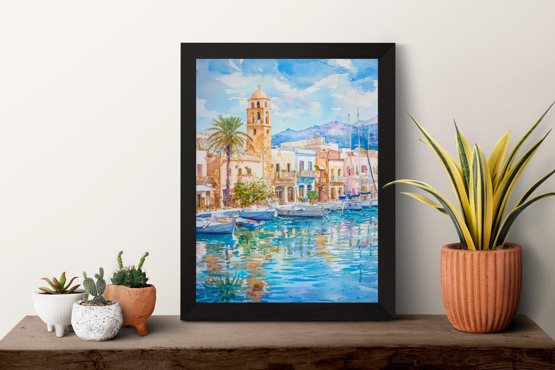 Rethymno Watercolor Poster Wall Art Rethymno Wall Hanging Home Décor Rethymno Gift Art Lovers Greece Wall Art