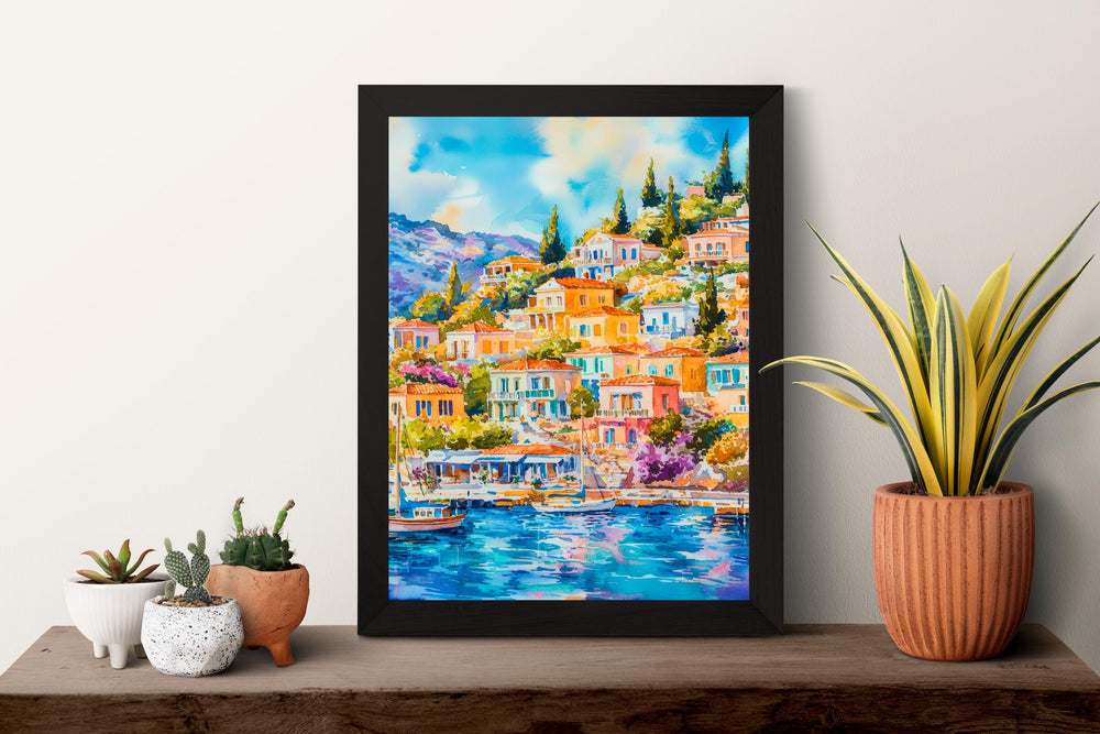 Symi Watercolor Poster Wall Art Symi Wall Hanging Home Décor Symi Gift Art Lovers Greece Wall Art