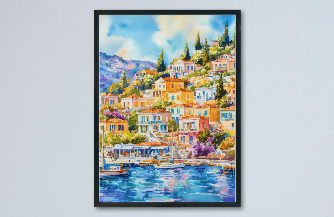 Symi Watercolor Poster Wall Art Symi Wall Hanging Home Décor Symi Gift Art Lovers Greece Wall Art