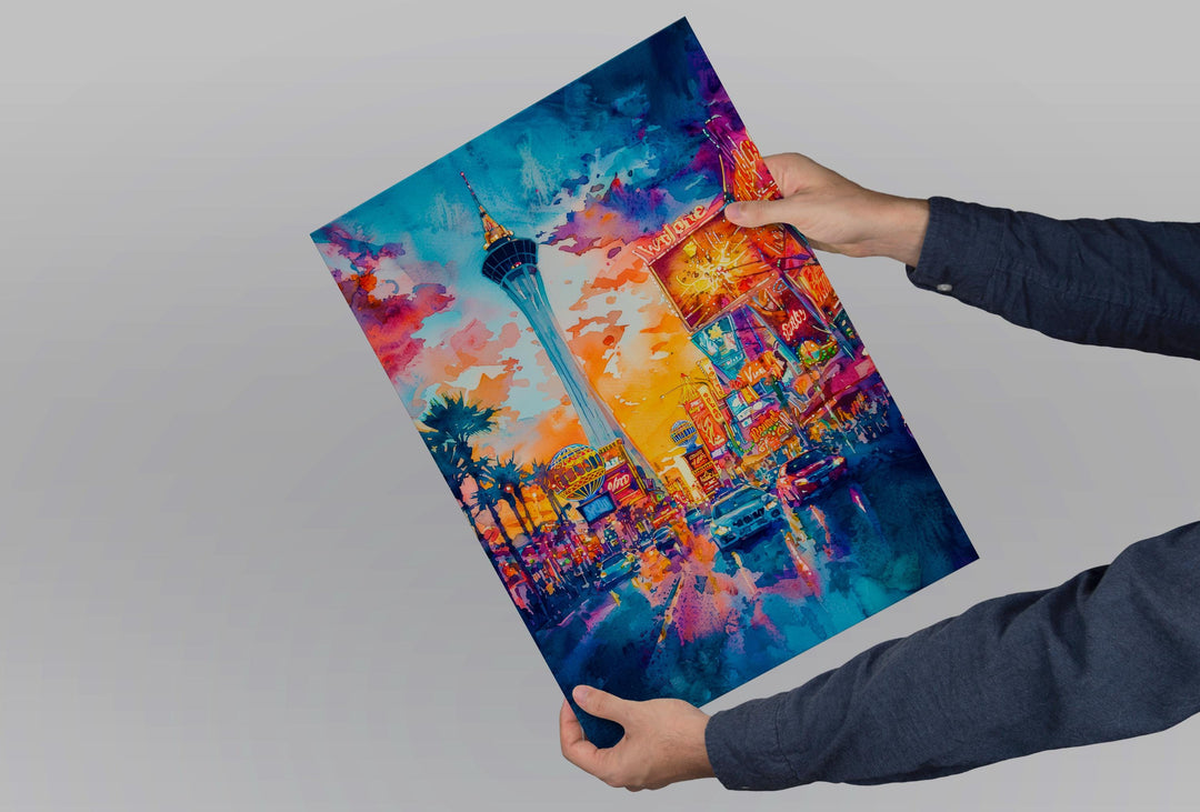 Las Vegas Watercolor Poster Wall Art Las Vegas Wall Hanging Home Décor Las Vegas Gift Art Lovers United States Wall Art