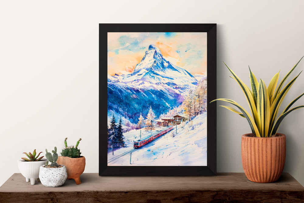 Zermatt Watercolor Poster Wall Art Zermatt Wall Hanging Home Décor Zermatt Gift Art Lovers Switzerland Wall Art