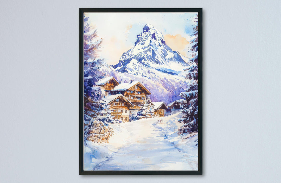 Zermatt Watercolor Poster Wall Art Zermatt Wall Hanging Home Décor Zermatt Gift Art Lovers Switzerland Wall Art