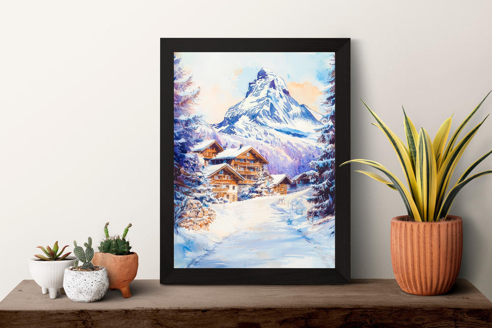 Zermatt Watercolor Poster Wall Art Zermatt Wall Hanging Home Décor Zermatt Gift Art Lovers Switzerland Wall Art