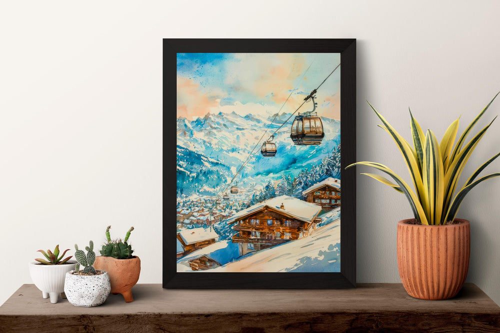 Verbier Watercolor Poster Wall Art Verbier Wall Hanging Home Décor Verbier Gift Art Lovers Switzerland Wall Art