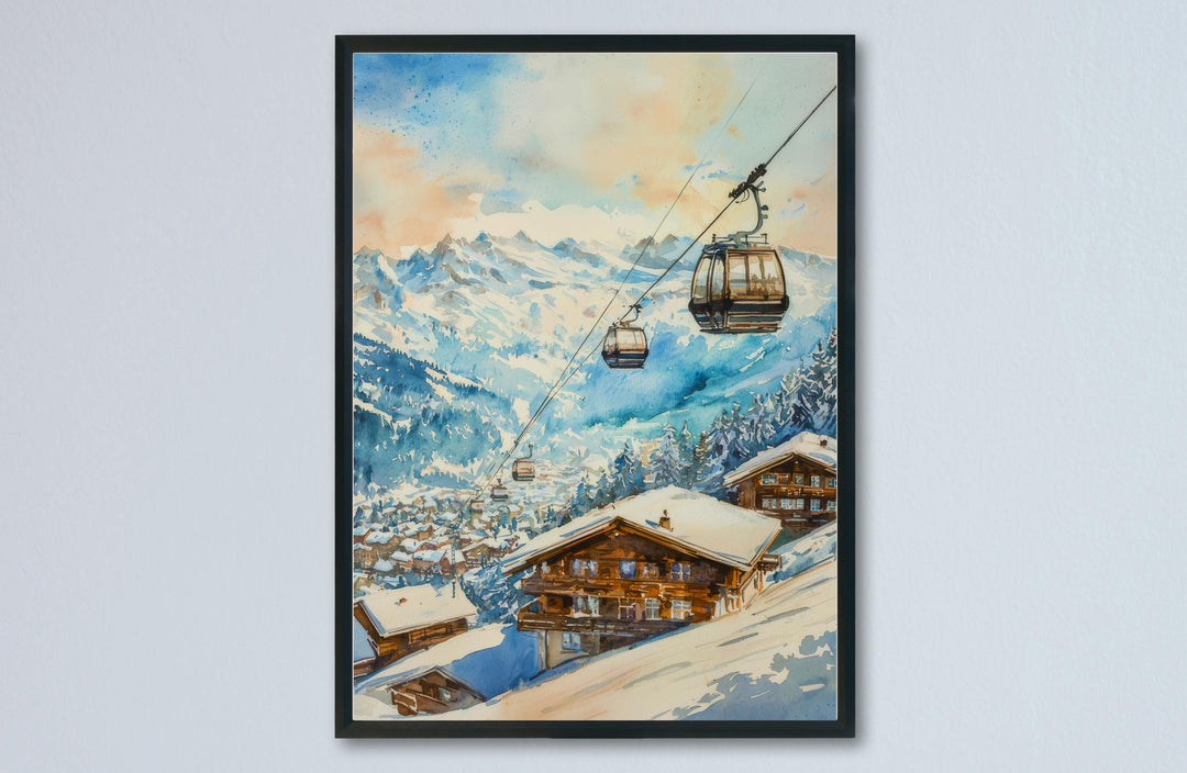 Verbier Watercolor Poster Wall Art Verbier Wall Hanging Home Décor Verbier Gift Art Lovers Switzerland Wall Art