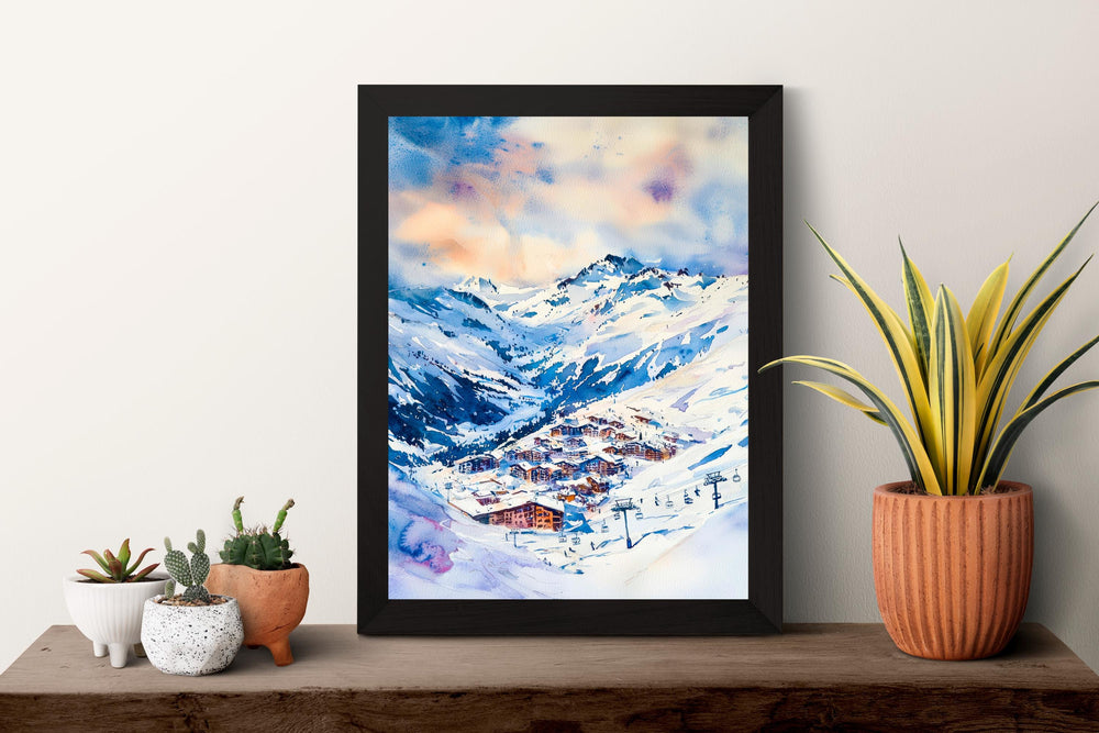 Val Thorens Watercolor Poster Wall Art Val Thorens Wall Hanging Home Décor Val Thorens Gift Art Lovers France Wall Art