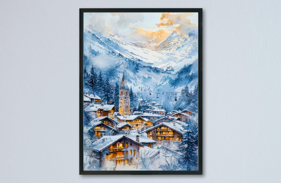 Val d'Isère Watercolor Poster Wall Art Val d'Isère Wall Hanging Home Décor Val d'Isère Gift Art Lovers France Wall Art