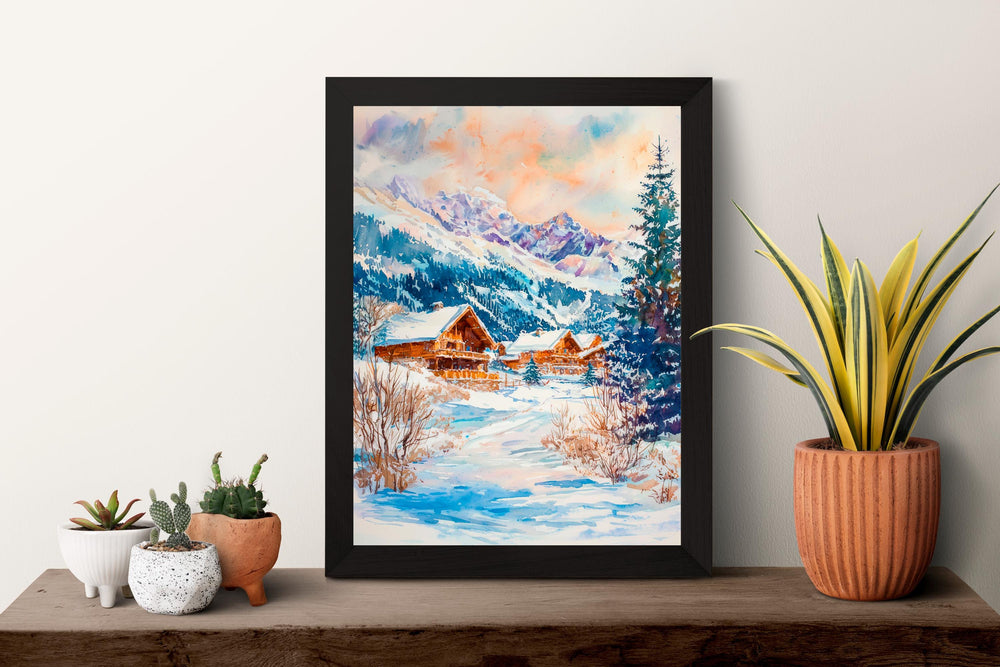 Meribel Watercolor Poster Wall Art Meribel Wall Hanging Home Décor Meribel Gift Art Lovers France Wall Art