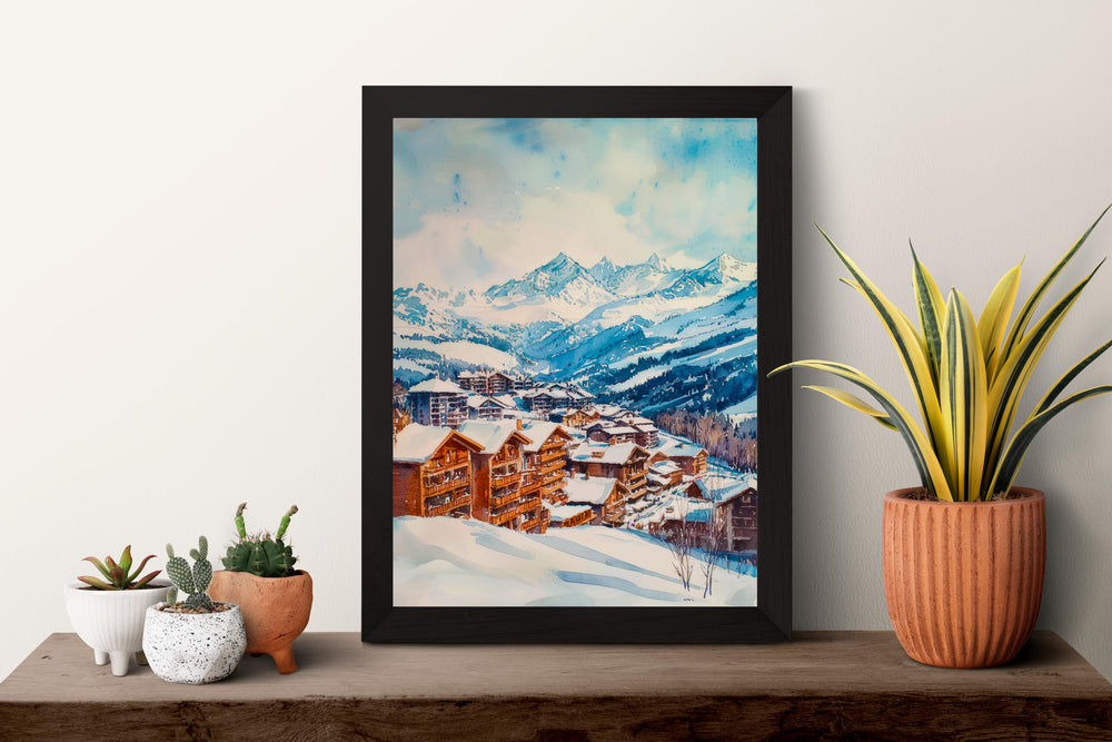 Les Deux Alpes Watercolor Poster Wall Art Les Deux Alpes Wall Hanging Home Décor Les Deux Alpes Gift Art Lovers France Wall Art