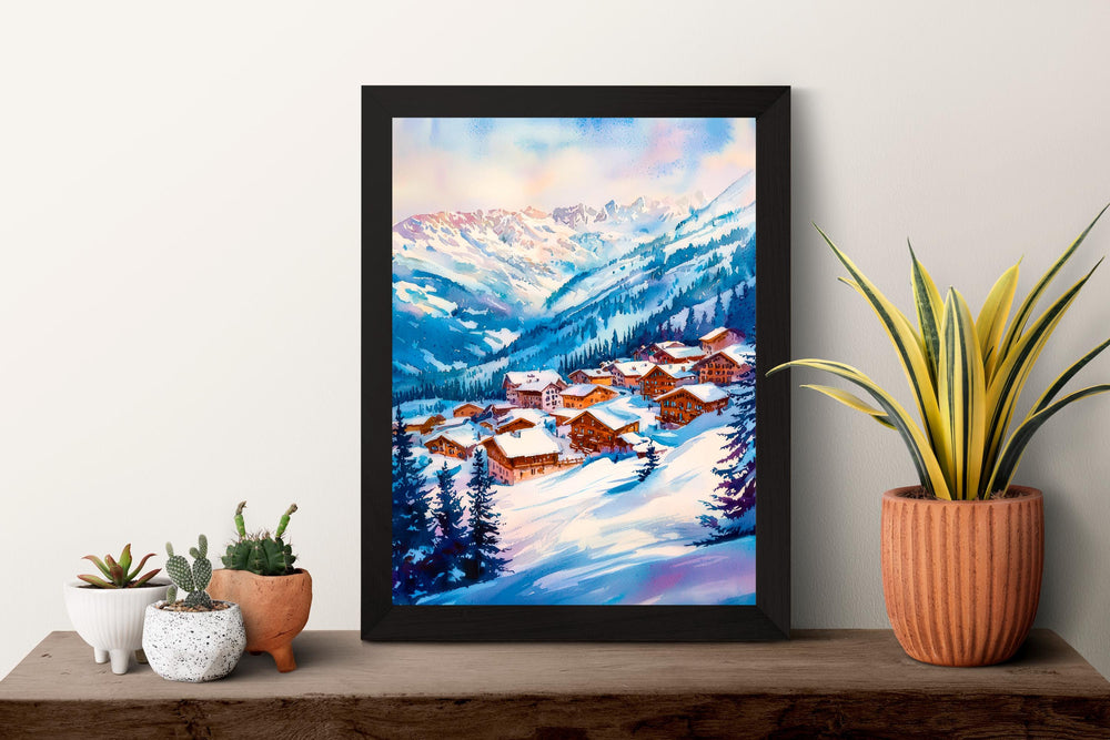 La Plagne Watercolor Poster Wall Art La Plagne Wall Hanging Home Décor La Plagne Gift Art Lovers France Wall Art