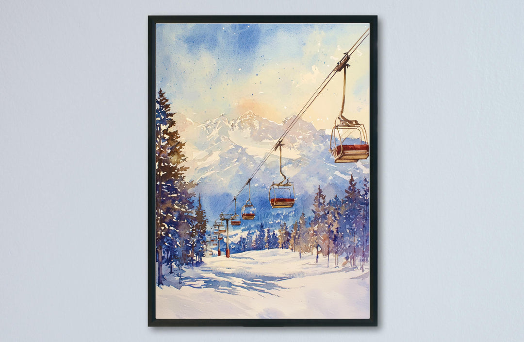 La Plagne Watercolor Poster Wall Art La Plagne Wall Hanging Home Décor La Plagne Gift Art Lovers France Wall Art