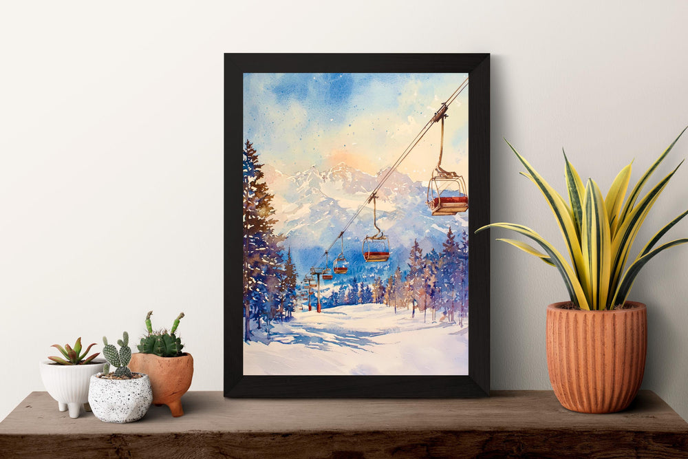 La Plagne Watercolor Poster Wall Art La Plagne Wall Hanging Home Décor La Plagne Gift Art Lovers France Wall Art