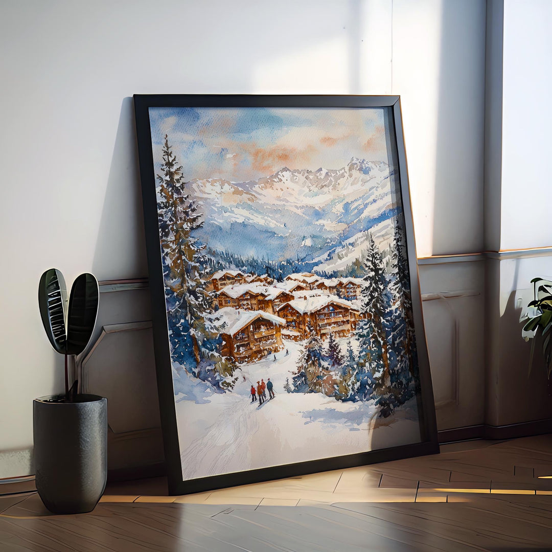 Courchevel Watercolor Poster Wall Art Courchevel Wall Hanging Home Décor Courchevel Gift Art Lovers France Wall Art
