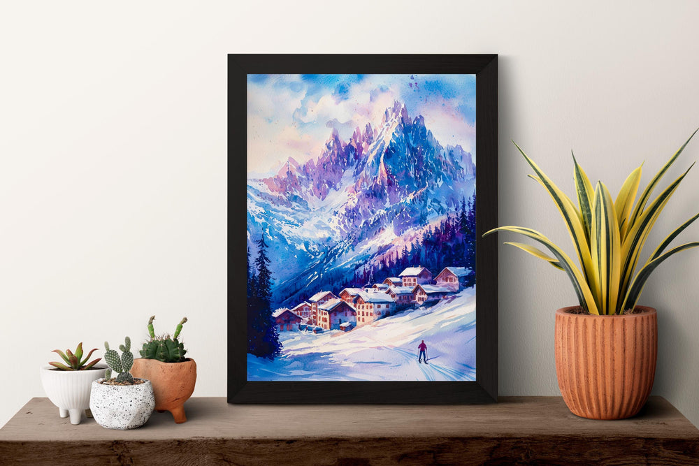 Chamonix Watercolor Poster Wall Art Chamonix Wall Hanging Home Décor Chamonix Gift Art Lovers France Wall Art