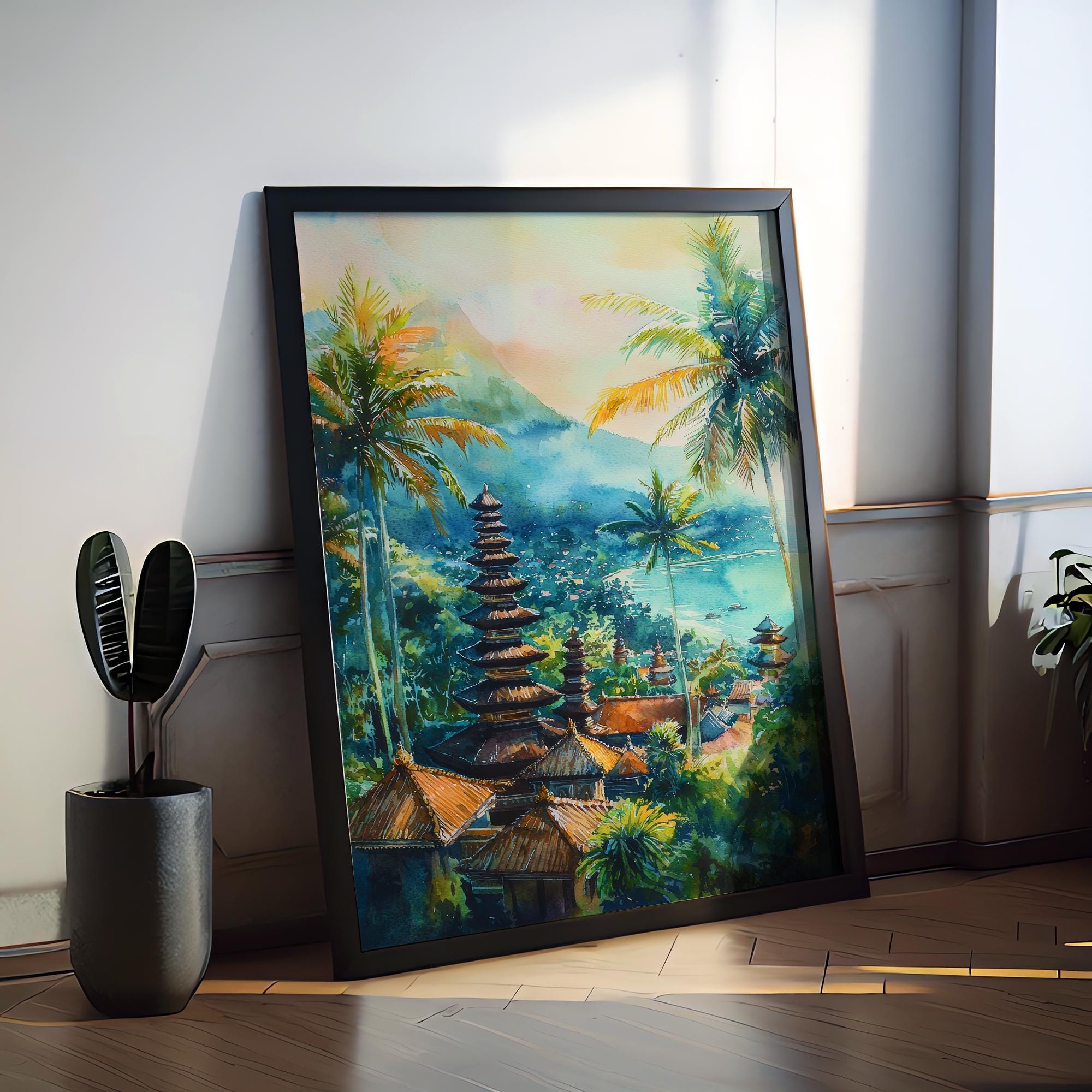 Bali Watercolor Poster Wall Art Bali Wall Hanging Home Décor Bali Gift Art Lovers Indonesia Wall Art
