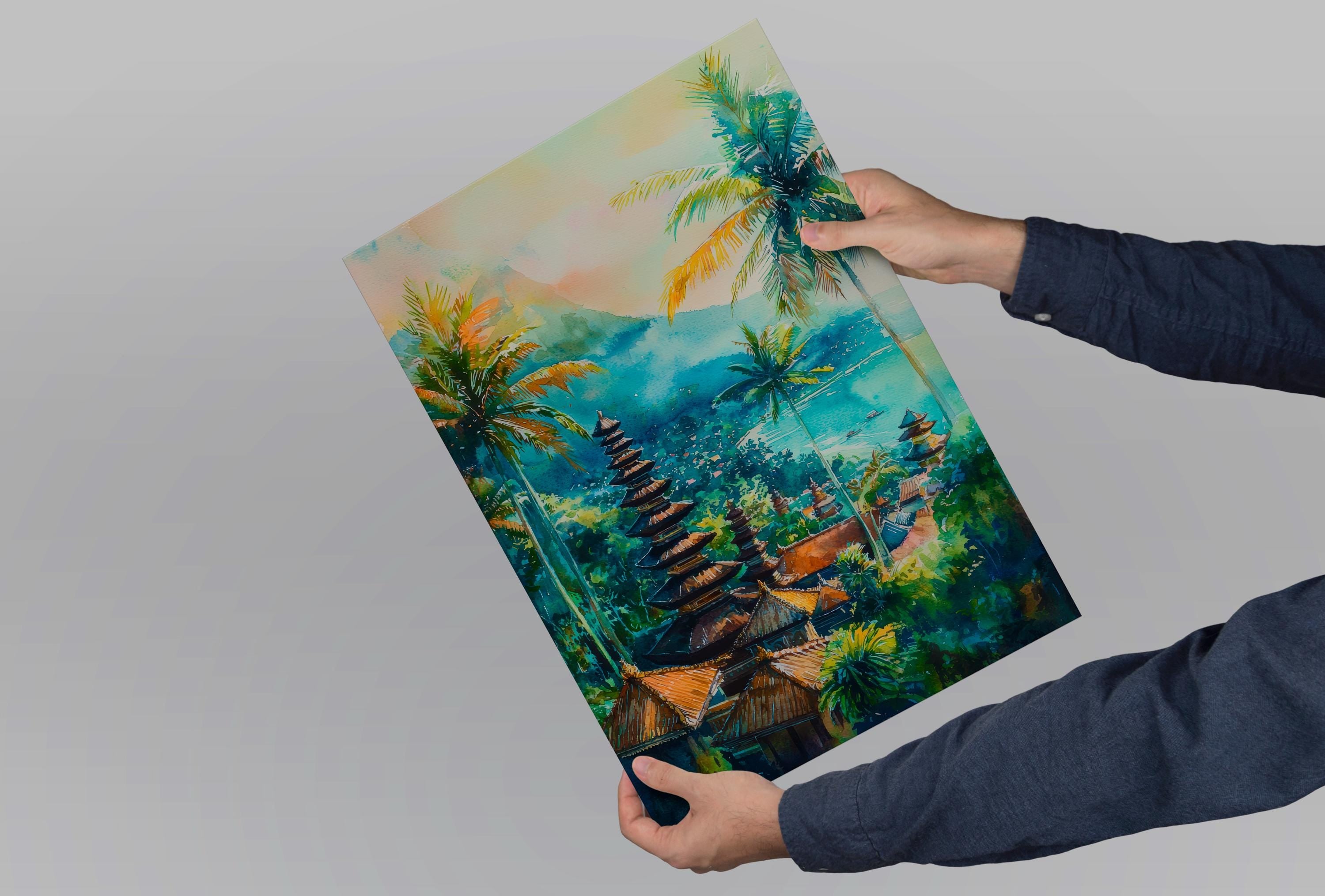 Bali Watercolor Poster Wall Art Bali Wall Hanging Home Décor Bali Gift Art Lovers Indonesia Wall Art