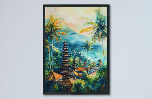 Bali Watercolor Poster Wall Art Bali Wall Hanging Home Décor Bali Gift Art Lovers Indonesia Wall Art