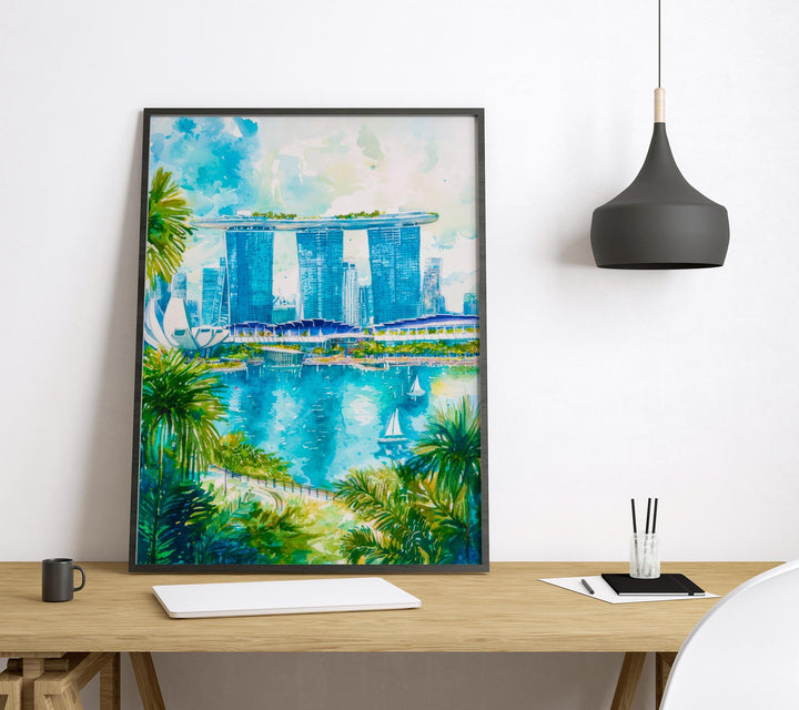 Singapore Watercolor Poster Wall Art Singapore Wall Hanging Home Décor Singapore Gift Art Lovers Singapore Wall Art