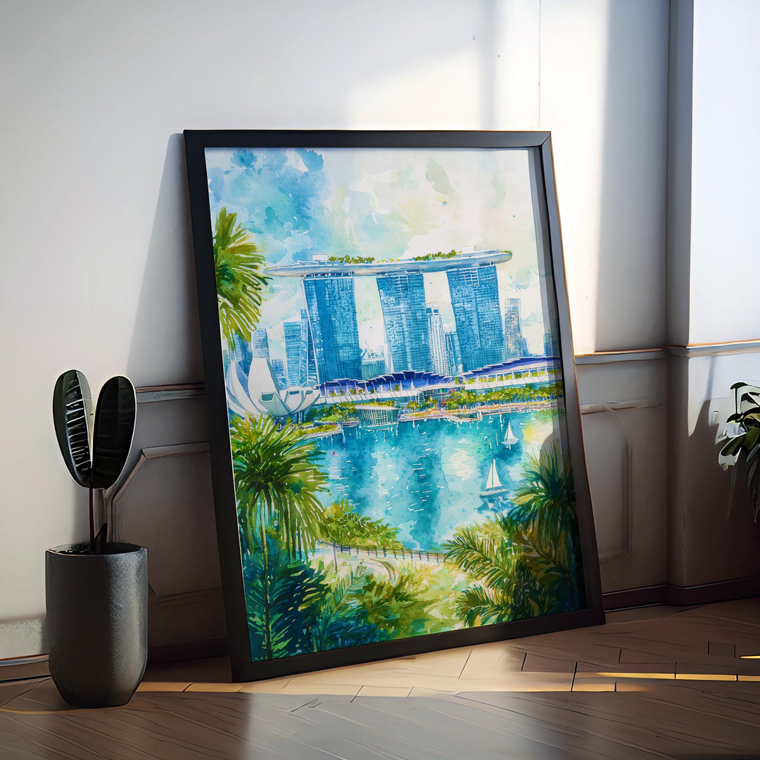 Singapore Watercolor Poster Wall Art Singapore Wall Hanging Home Décor Singapore Gift Art Lovers Singapore Wall Art