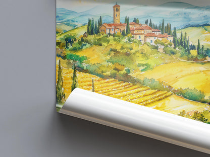 Tuscany Watercolor Poster Wall Art Tuscany Wall Hanging Home Décor Tuscany Gift Art Lovers Italy Wall Art