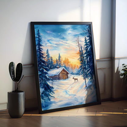 Lapland Watercolor Poster Wall Art Lapland Wall Hanging Home Décor Lapland Gift Art Lovers Finland Wall Art