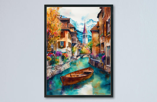 Annecy Watercolor Poster Wall Art Annecy Wall Hanging Home Décor Annecy Gift Art Lovers France Wall Art