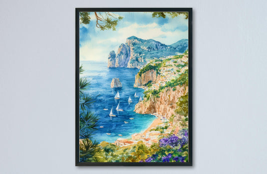 Capri Watercolor Poster Wall Art Capri Wall Hanging Home Décor Capri Gift Art Lovers Italy Wall Art