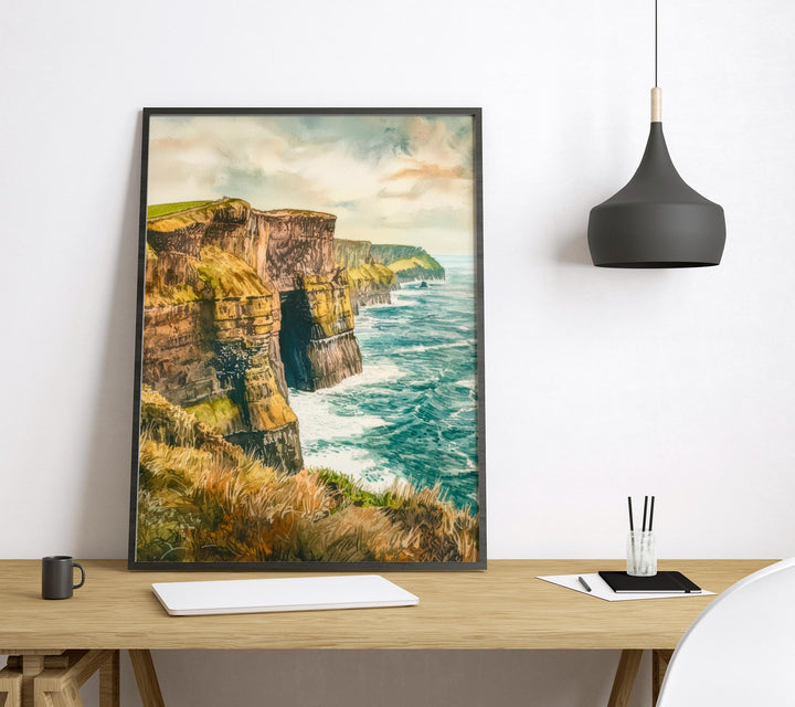 Cliffs of Moher Watercolor Poster Wall Art Cliffs of Moher Wall Hanging Home Décor Cliffs of Moher Gift Art Lovers Ireland Wall Art