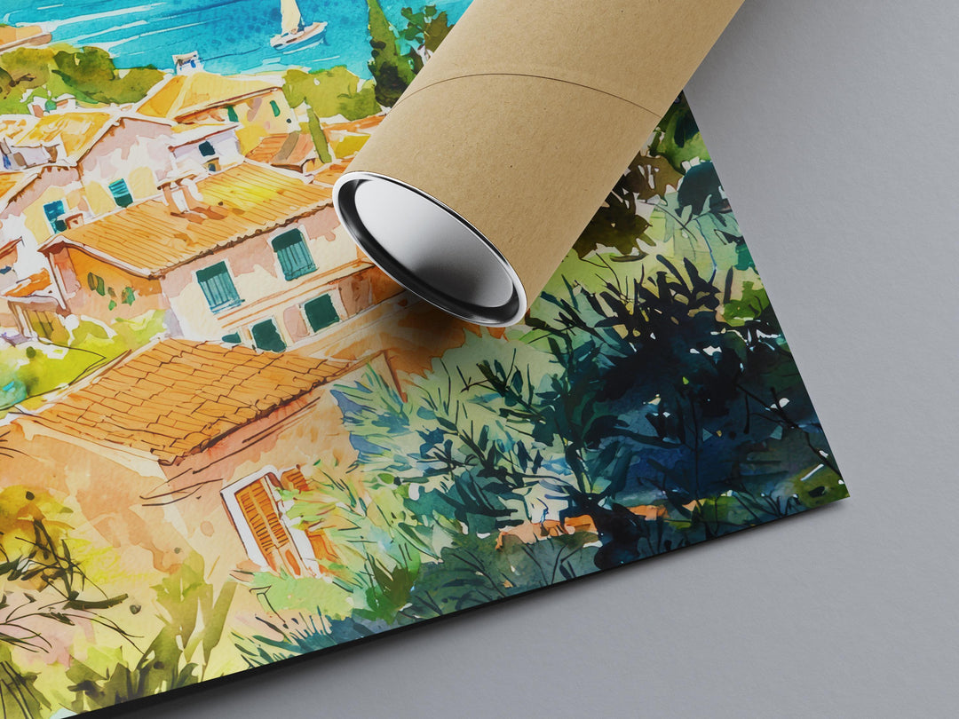 Corfu Watercolor Poster Wall Art Corfu Wall Hanging Home Décor Corfu Gift Art Lovers Greece Wall Art