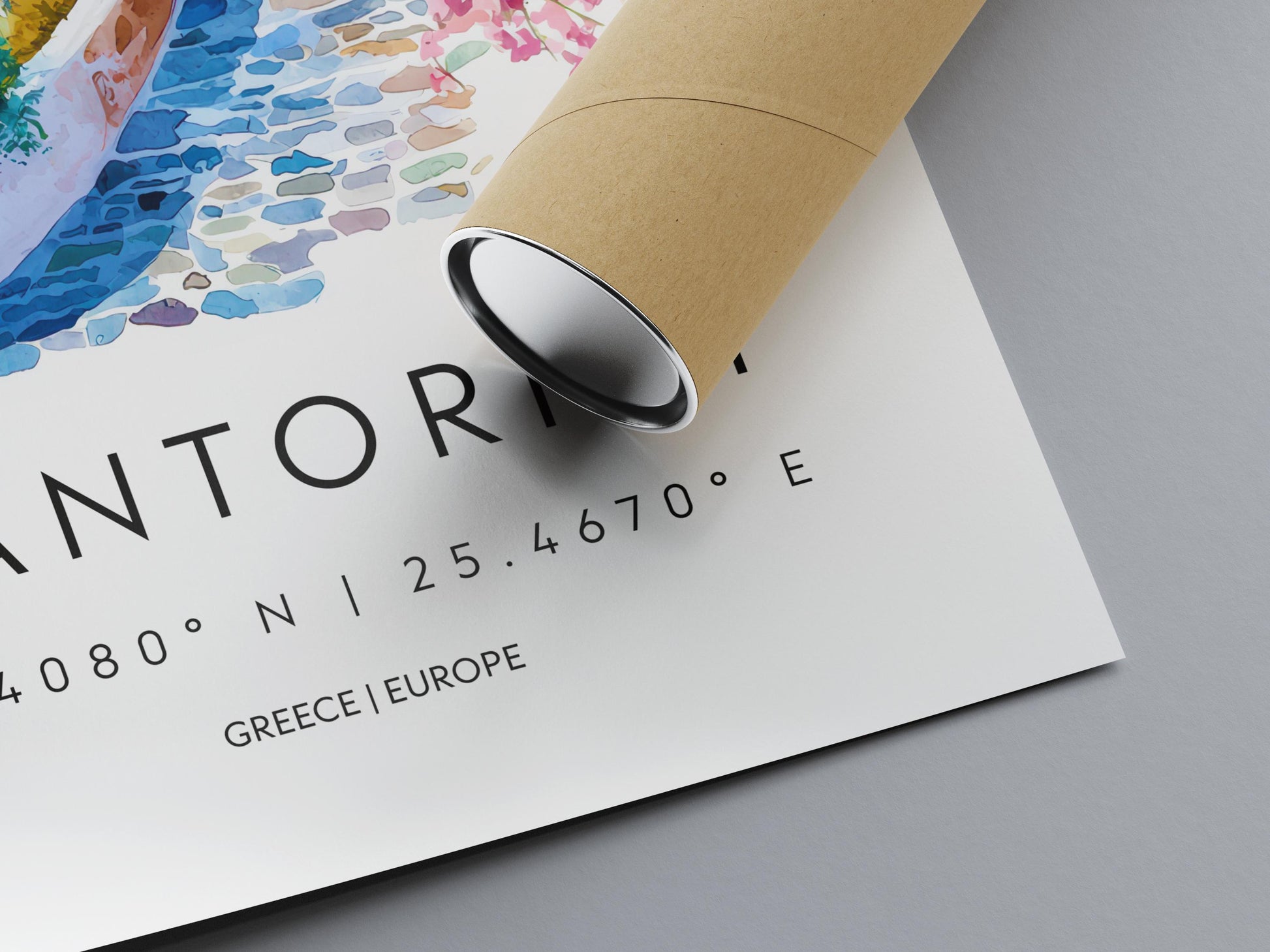 Santorini Watercolor Poster Wall Art Santorini Wall Hanging Home Décor Santorini Gift Art Lovers Greece Wall Art