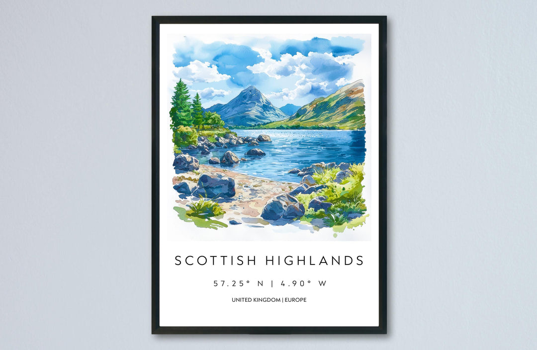 Scottish Highlands Watercolor Poster Wall Art Scottish Highlands Wall Hanging Home Décor Scottish Highlands Gift Art Lovers United Kingdom