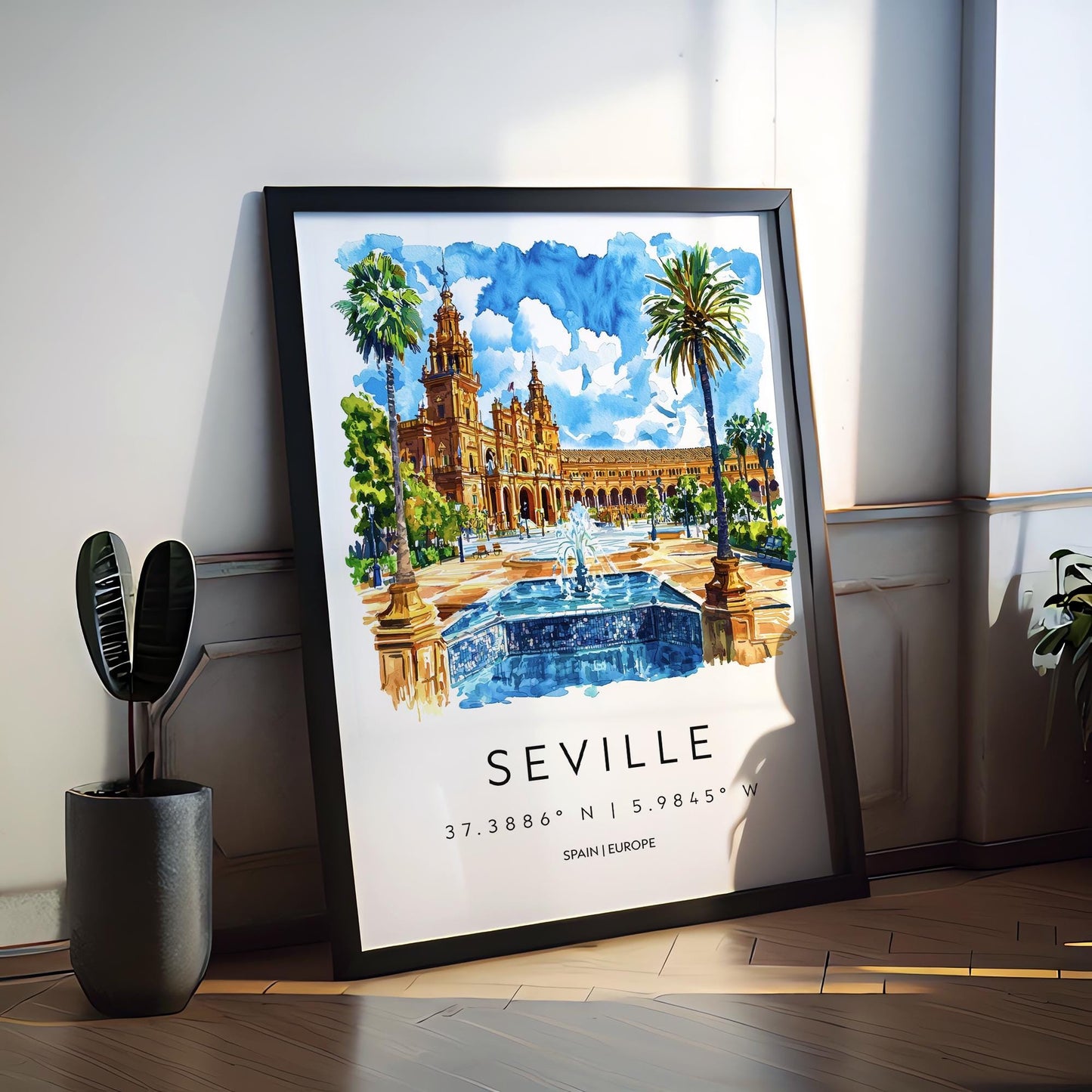 Seville Watercolor Poster Wall Art Seville Wall Hanging Home Décor Seville Gift Art Lovers Spain Wall Art