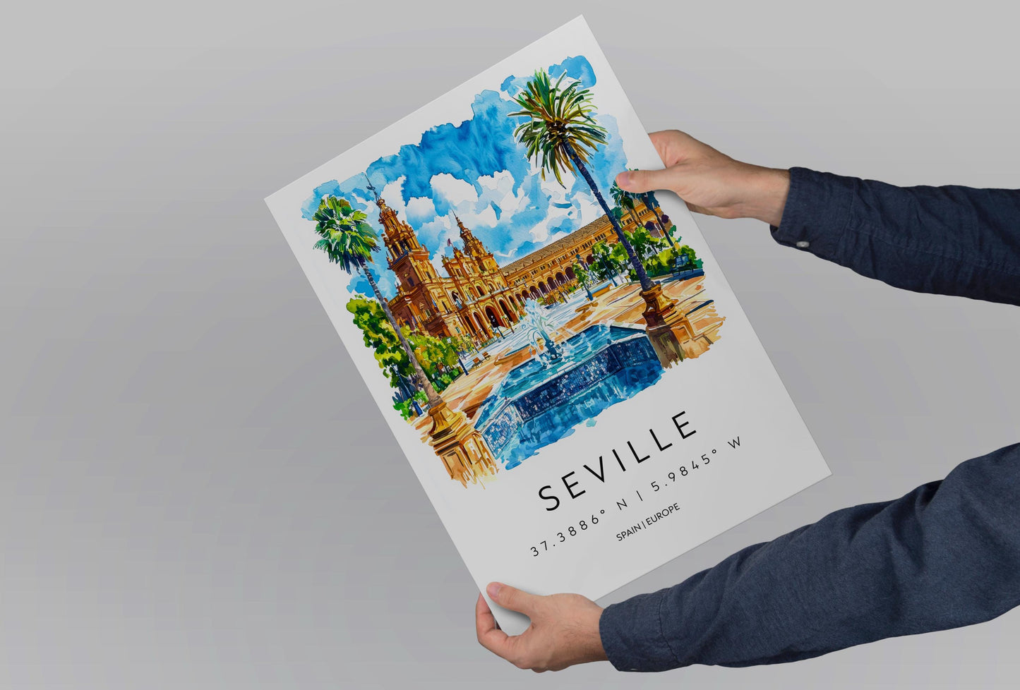 Seville Watercolor Poster Wall Art Seville Wall Hanging Home Décor Seville Gift Art Lovers Spain Wall Art