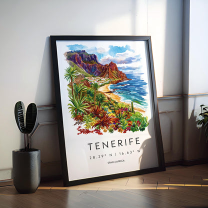 Tenerife Watercolor Poster Wall Art Tenerife Wall Hanging Home Décor Tenerife Gift Art Lovers Spain Wall Art