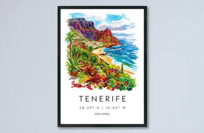 Tenerife Watercolor Poster Wall Art Tenerife Wall Hanging Home Décor Tenerife Gift Art Lovers Spain Wall Art