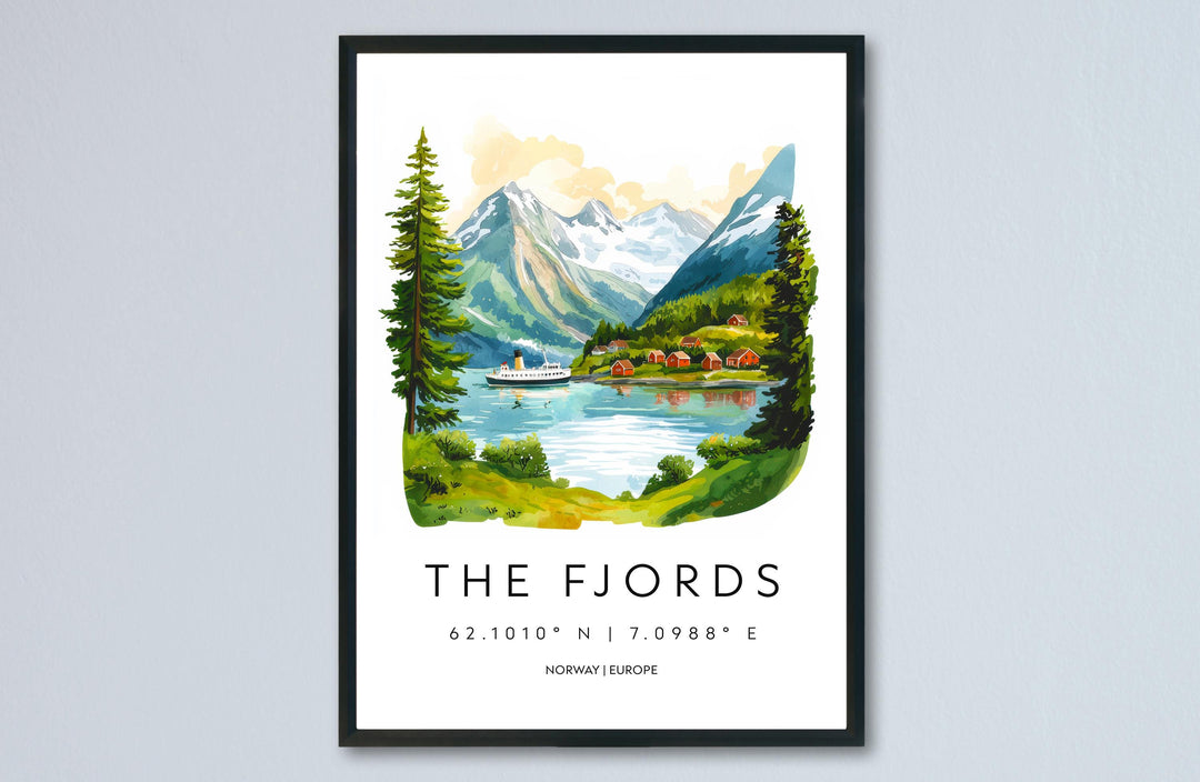 The Fjords Watercolor Poster Wall Art The Fjords Wall Hanging Home Décor The Fjords Gift Art Lovers Norway Wall Art