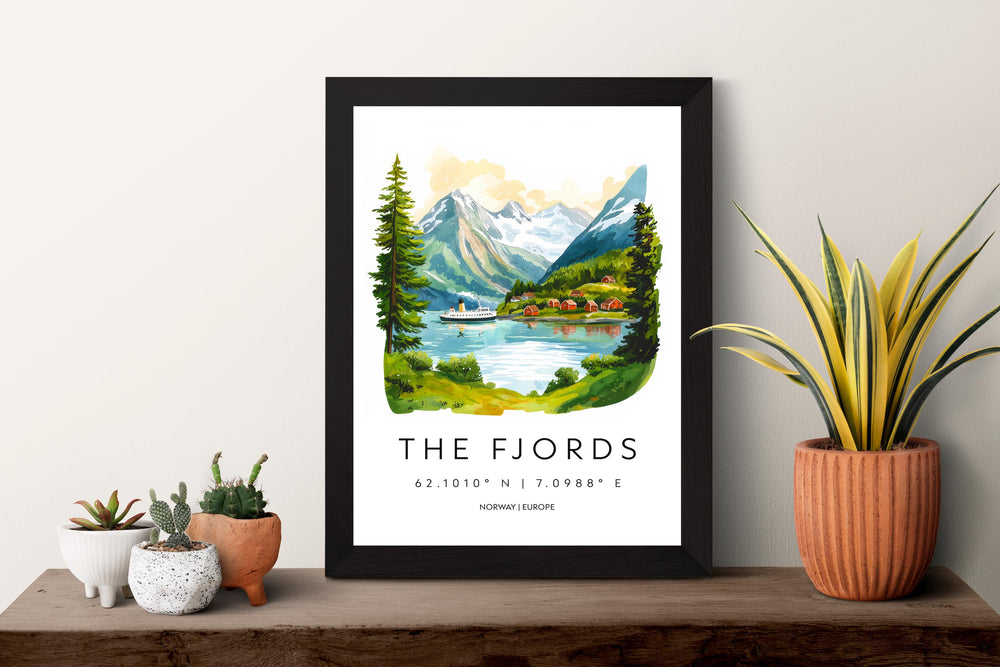 The Fjords Watercolor Poster Wall Art The Fjords Wall Hanging Home Décor The Fjords Gift Art Lovers Norway Wall Art