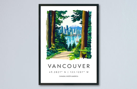 Vancouver Watercolor Poster Wall Art Vancouver Wall Hanging Home Décor Vancouver Gift Art Lovers Canada Wall Art