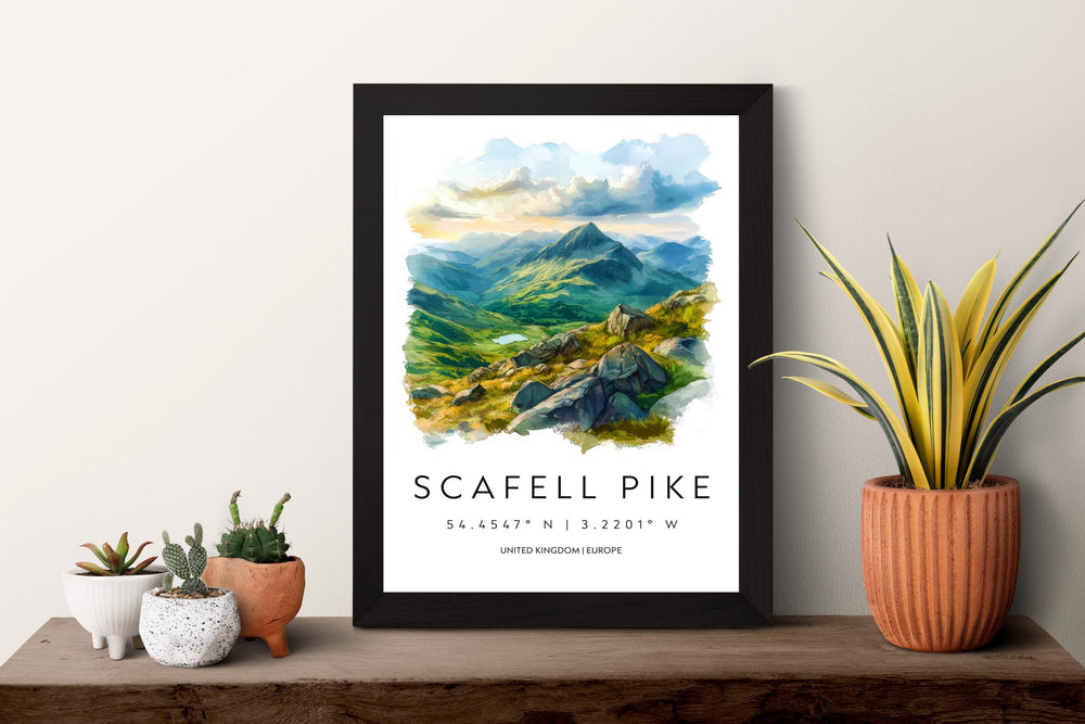 Scafell Pike Watercolor Poster Wall Art Scafell Pike Wall Hanging Home Décor Scafell Pike Gift Art Lovers United Kingdom Wall Art