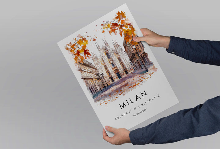 Milan watercolor poster Wall Art Milan Wall Hanging Home Décor Milan Gift Art Lovers Italy Art Lover Gift